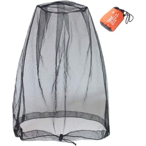Filet anti-insectes pour la tête, le visage, les insectes, les moucherons des activités de plein air, avec sac de rangement,noir