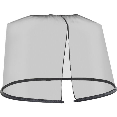 Filet anti-moustiques pour parasol 300 cm, moustiquaire à fermeture éclair, protection contre les insectes pour ombrelle, voile anti-insectes extérieur jardin terrasse, Noir