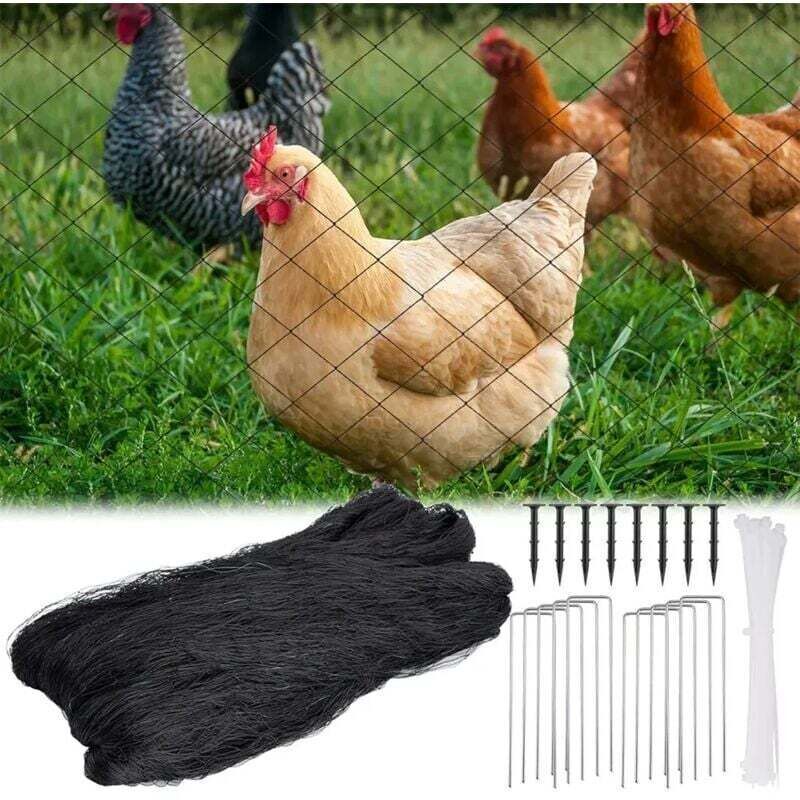 Filet anti-oiseaux de 7,6 x 15,2 m avec maille carrée de 2,5 cm, filet de jardin réutilisable pour poulailler, filet de volaille en nylon pour