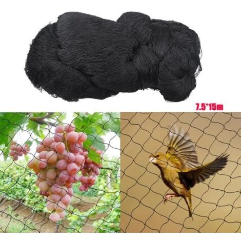 Filet Anti-Oiseaux en Maille de Protection pour Jardin, Bassin ou Volière, 7.5 x 15 m