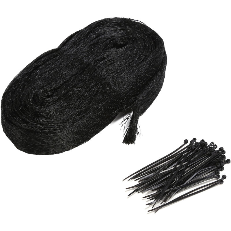 Filet Anti-Oiseaux en Nylon avec 50 Colliers de Serrage – Filet de Jardin Noir, Protection Contre Insectes et Oiseaux pour Légumes et Fruits,de Debuns