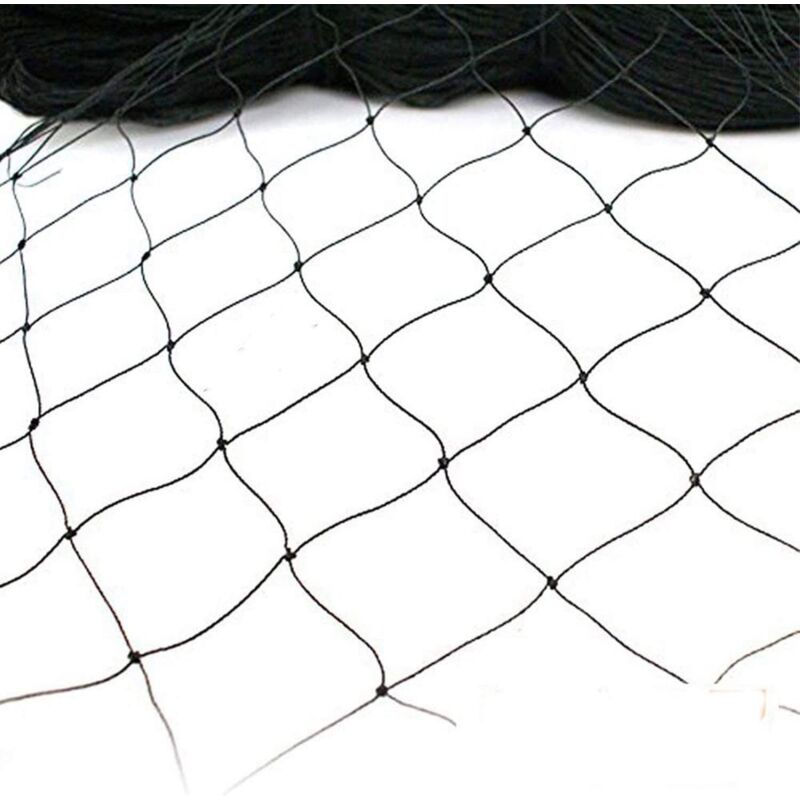 Filet anti-oiseaux, filet de jardin, filet anti-oiseaux, filet pour volière, 15 x 7,5 m, nylon noir, sans nœuds, maille 2,5 x 2,5 cm, fournitures de