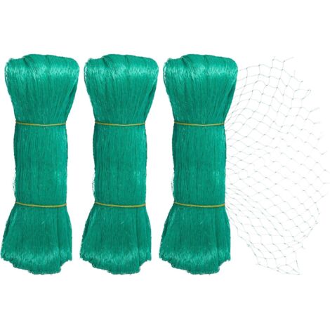 Filet anti-oiseaux, lot de 3, protection jardin, protection arbres, 10 x 4 mètres, maille fine, vert.