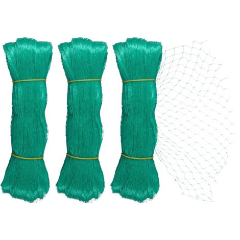 Filet anti-oiseaux, lot de 3, protection jardin, protection arbres, 5 x 4 mètres, maille fine, vert.