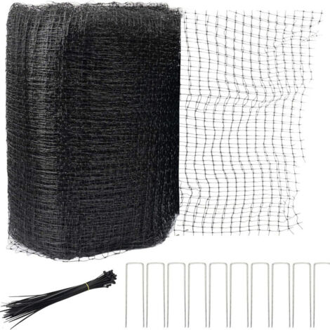 Filet anti-oiseaux noir robuste, protège plantes/arbres fruitiers des rongeurs/cerfs/volailles, 2,13 m x 30,58 m, réutilisable