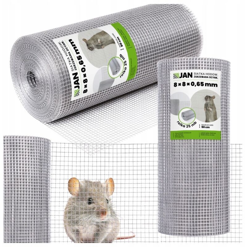 Filet anti-rongeurs 10x10x0,8 mm, soudé, largeur OC 50 cm, longueur 25 m