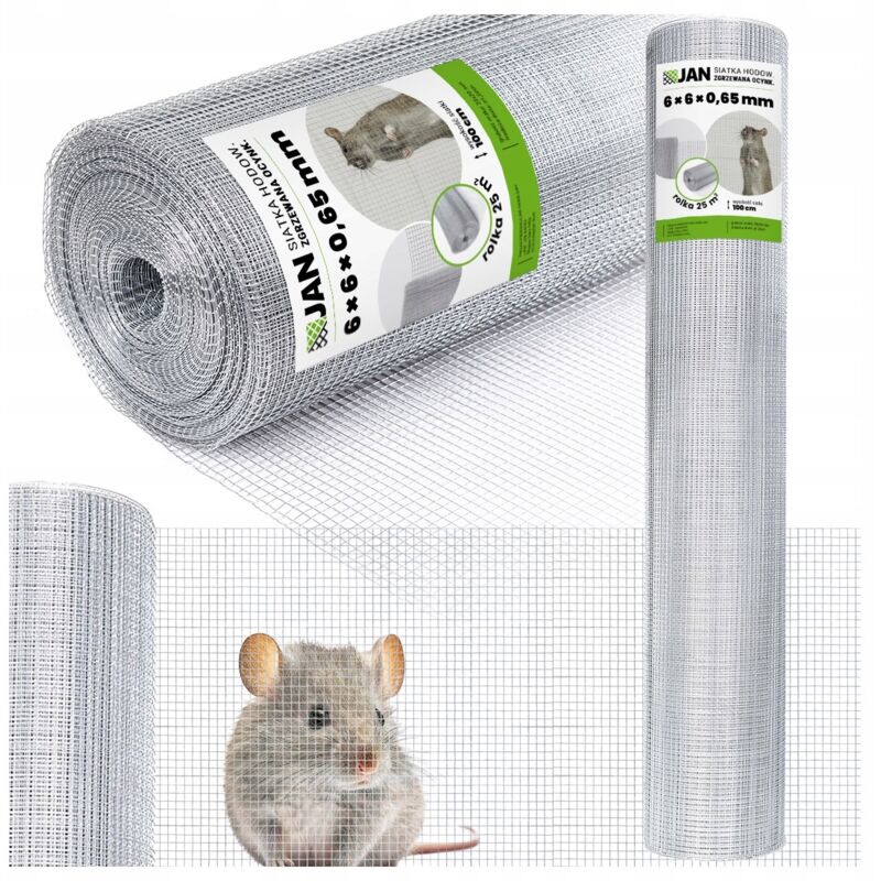 Filet anti-rongeurs 6x6x0,65 mm, soudé, largeur OC 50 cm, 25 m