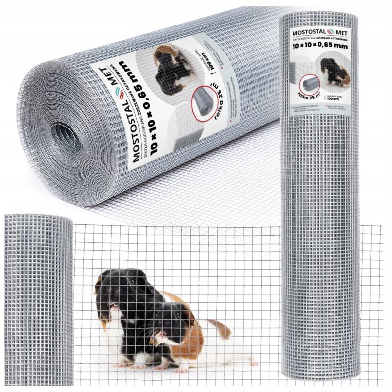Filet anti-rongeurs pour volières, soudé, zinc, 10 x 10 x 0,65 m, 25 m