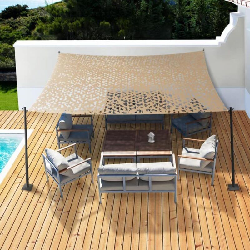Treetalk - Filet Camouflage Voile D'ombrage Rectangulaire Design Ombrière Filet Camouflage Sable-44m