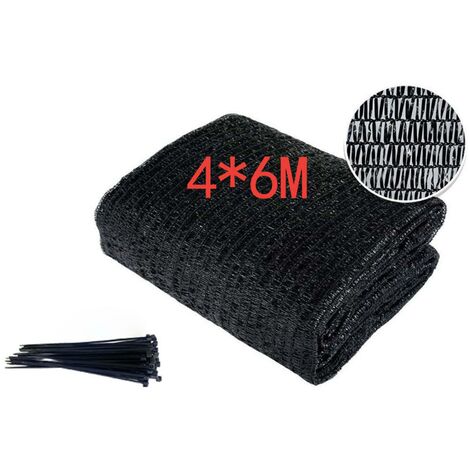 Filet d&39ombrage en tissu, bache en maille noire résistante 4x6m pour ombrage de jardin pour couverture de plantes, serre, poulailler, tomates, plantes
