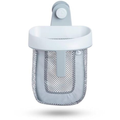 Filet de Bain Super Scoop pour Rangement des Jouets, Panier Amovible, Sac pour Bébé, Bac Rangement Suspendu pour Baignoire et Douche, avec Ventouse et Poignée, Plastique, Gris