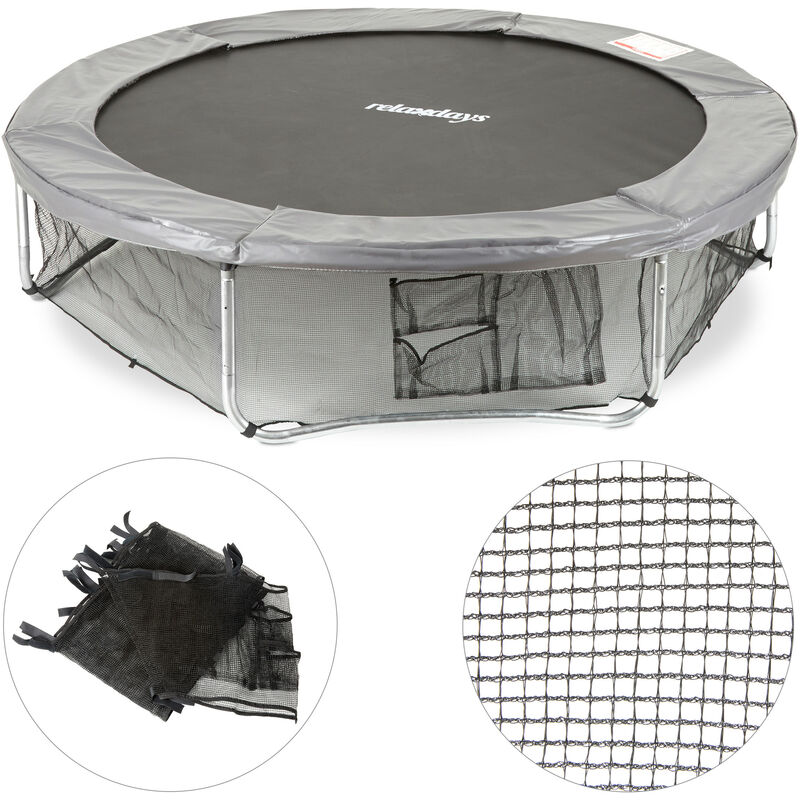 Filet de cadre trampoline filet de protection filet de sécurité pour le sol accessoire jardin ø 182 cm, noir - Relaxdays