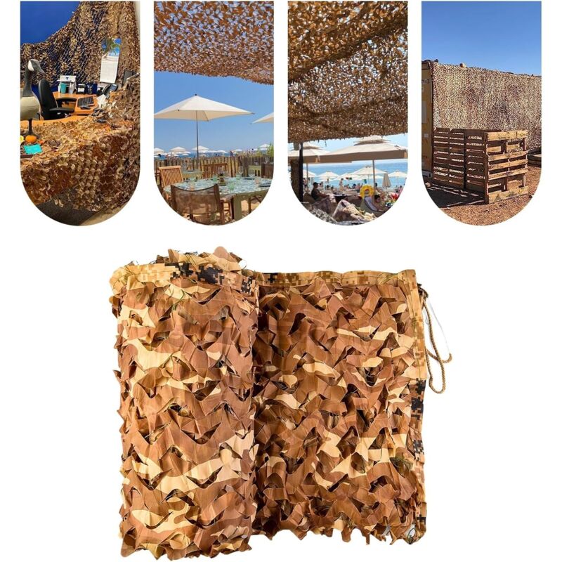 Filet de Camouflage - litreve - Voile dombrage rectangulaire - Jaune - 4x5m - Polyester