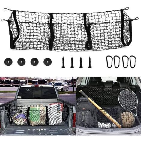 Filet de chargement avec crochets de rangement pour camionnette Trois poches pour coffre de rangement Filet de rangement [692]
