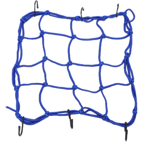 Filet de chargement en nylon résistant élastique avec crochets pour vélos de route, VTT, motos et véhicules électriques Bleu