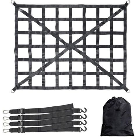 Filet de chargement réglable 167 x 127 cm – Maille durable – 4 sangles incluses pour fixation sécurisée – Pour SUV et remorque