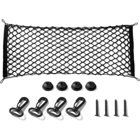 Filet de chargement robuste extensible, accessoires intérieurs de voiture, filet de rangement élastique réglable avec crochet pour SUV, voitures et camions (35,4 x 15,8 pouces)