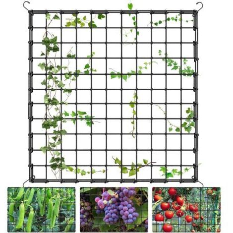 Filet de Culture pour Plantes Grimpantes 120 X 120cm - Treillis Jardin Élastique Noir avec 4 Crochets, Filet de Culture Élastique
