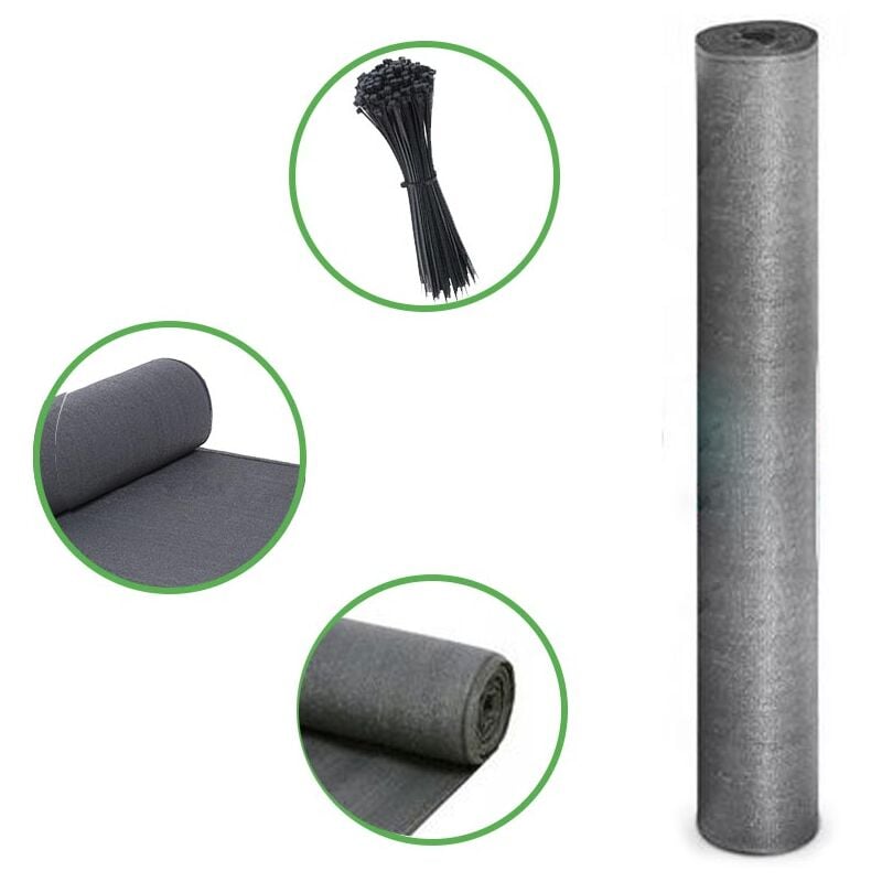 Filet de masquage gris 10 m pour clôture de 1,5 m