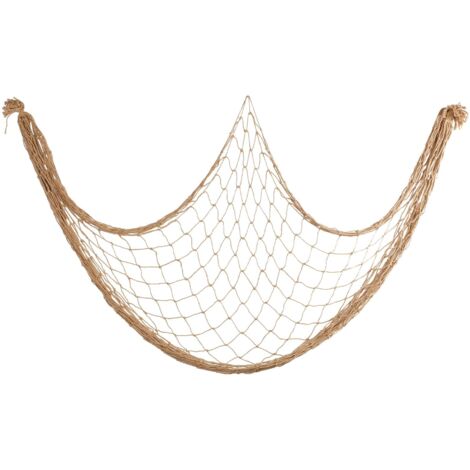 Filet de pêche, décoratif, 100 x 200 cm, filet de pêche, décoration murale pour enfants, plage, thèmes suspendus, style méditerranéen, décoration murale pour salon, fond (marron)