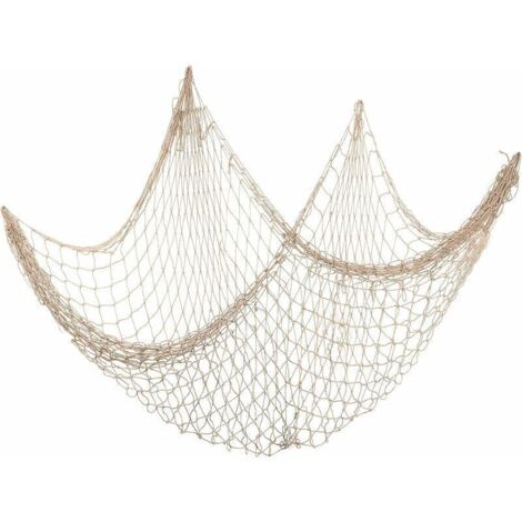 Filet De Pêche Décoratif Beige Filet De Poisson Nautique Filet De Coton Accessoires Pour La Maison Style Méditerranéen Tenture Murale Décor Pour Plage Pirate Sirène Fête Salon Salle De Bain 2X1.5M，
