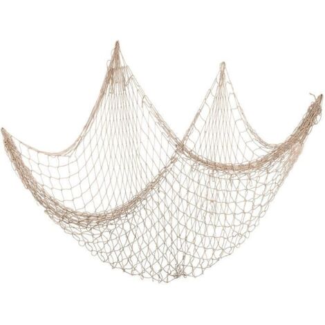 Filet de Pêche Filet de Coton Beige AccessoireS Pour Maison Style Méditerranéen Tenture Murale Décoration Plage Pirate Sirène Fête