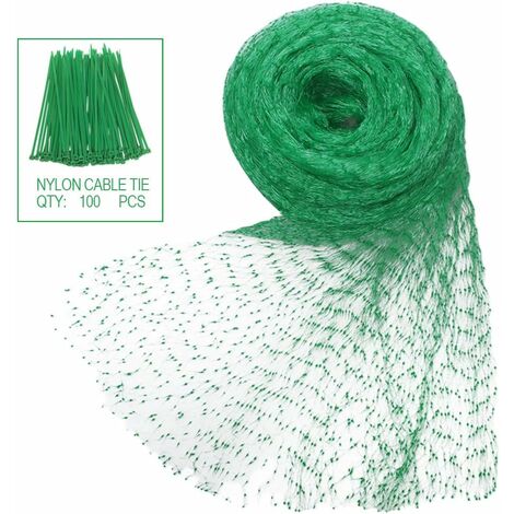 Filet de protection filet anti oiseaux polyéthyène avec 100 câble de nylon pour protection jardin et potager ,étang 4m x 10m