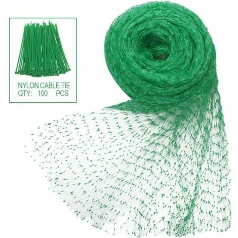 Filet de protection filet anti oiseaux polyéthyène avec 100 câble de nylon pour protection jardin et potager ,étang 4m x 10m