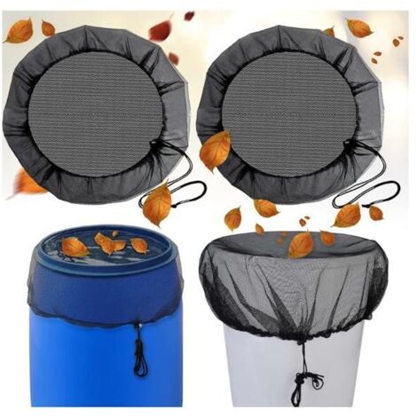 Filet de Protection pour Citerne de Pluie, 2 Pièces Housse pour Tonneau de 95cm avec Cordon de Serrage