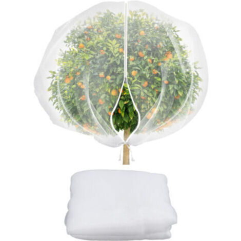 Filet de protection pour plantes jardin – Maille fine 2,4 x 2,4 m avec cordon de serrage intégré, sac pratique et polyvalent