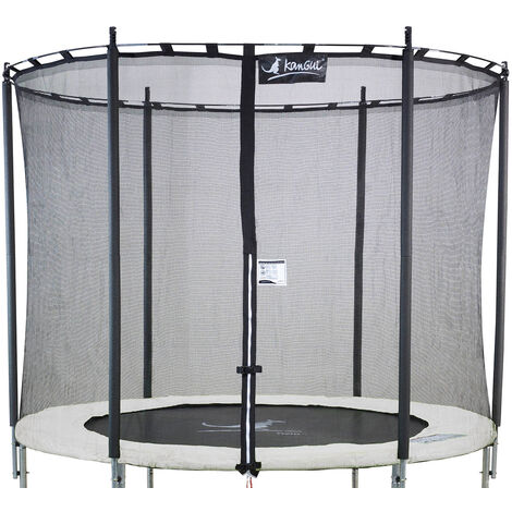 Filet de sécurité pour trampoline Ø 244 cm – Polyéthylène résistant – Arceau en fibre de verre – Installation facile avec fermeture éclair – Kangui