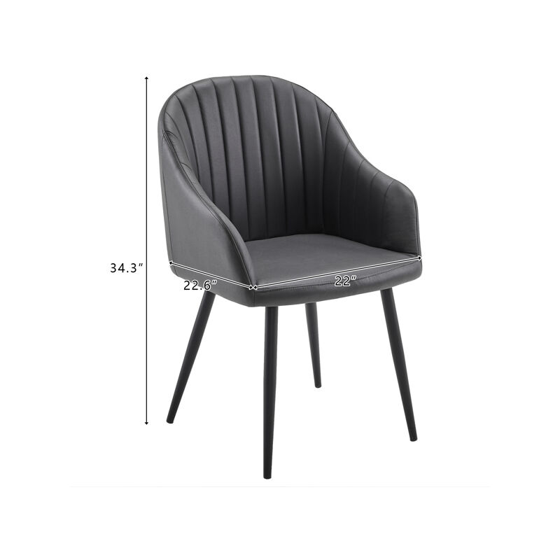 2 Pack de chaises de salle à manger modernes, chaises d'appoint tapissées avec pieds en métal, chaises de salon pour le salon, la chambre à coucher