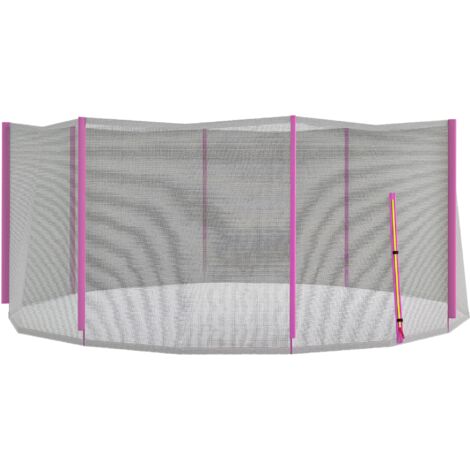 Filet de protection pour trampolines à 8 poteaux avec entrée zippée. en EPS. Ø366x180 cm. Noir et Rose