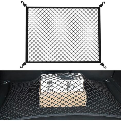 Filet de protection universel pour coffre de voiture, 60 x 80 cm,filet de protection universel pour voiture, avec 4 crochets massifs