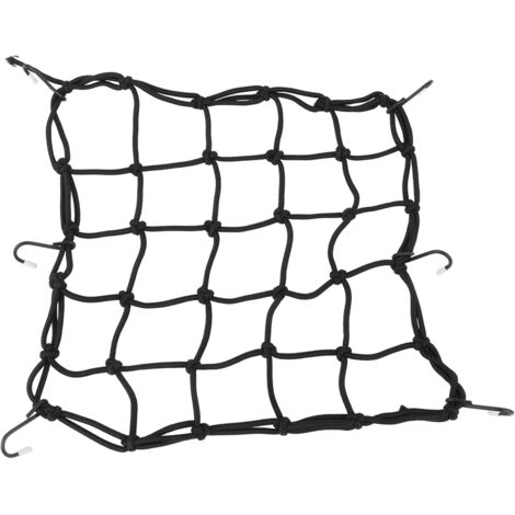 Filet de rangement à crochets pour moto, vélo et casque, filet de cargaison extensible avec 6 attaches.