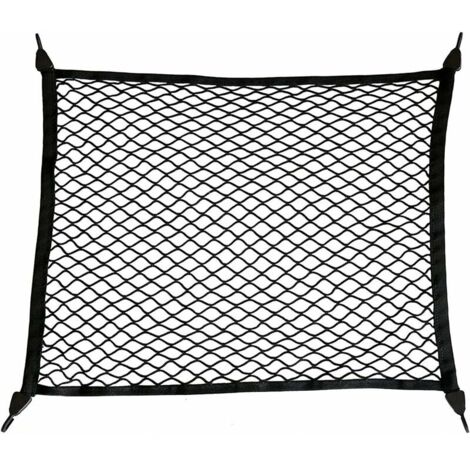 Filet de Rangement Coffre de Voiture, 80x60cm, Filet à Bagages Fixe en Nylon Super Élastique, Convient à la Plupart des Coffres de Voitures