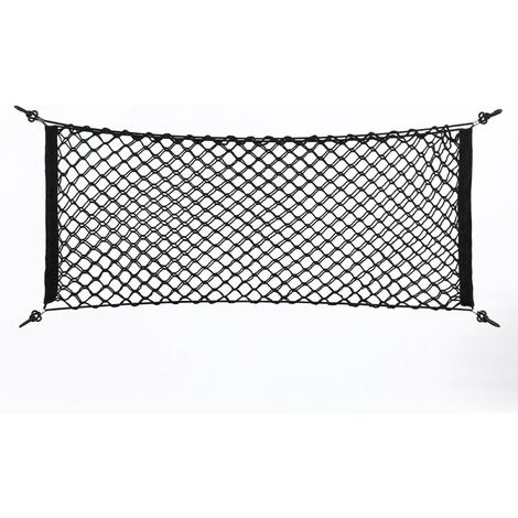 Filet de Rangement en Maille, CREA Organisateur Coffre Sac de Rangement Net Stockage Bagage 90 40cm Noir Universel pour Voiture Arrière