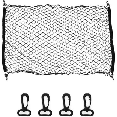 ® Filet de Rangement pour Coffre Voiture, Filet de Bagages Fixe en Flexible Nylon Élastique avec 4 Crochets, Convient à la Plupart des Coffres de Voitures, for Car SUV ATV, 70 x 100 cm