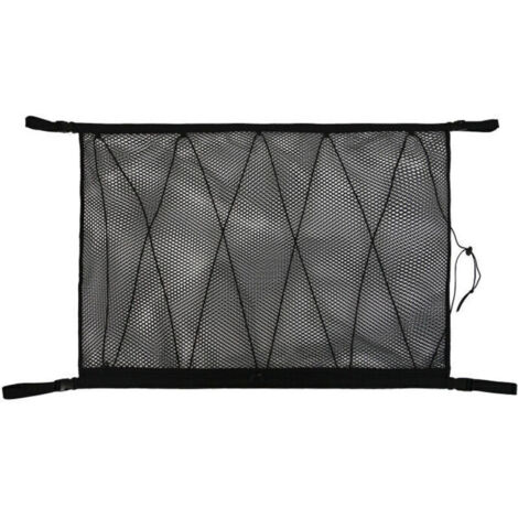 Filet de Rangement pour Voiture, Universel Sac pour Toit de Voiture avec Fermeture Éclair,Organisateur Bagage Rangement Filet pour Voiture SUV Plafond (Filet Cordon Serrage)noir,9065cm,de DEBUNS
