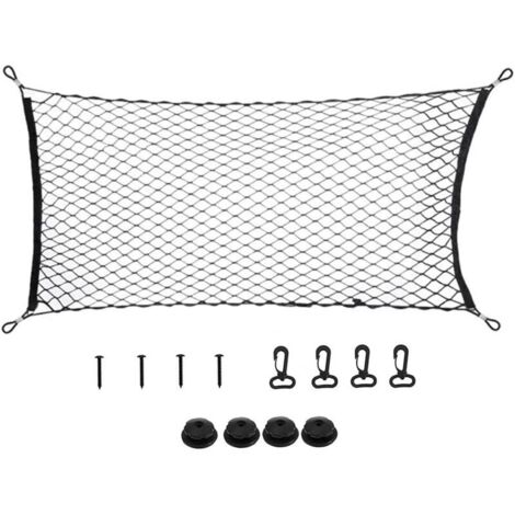 Filet de rangement universel pour voiture, filet de rangement pour bagages, filet de coffre de voiture, filet d'accessoires de voiture, filet pour bagages d'enfants, pour SUV, camion noir（70120cm）