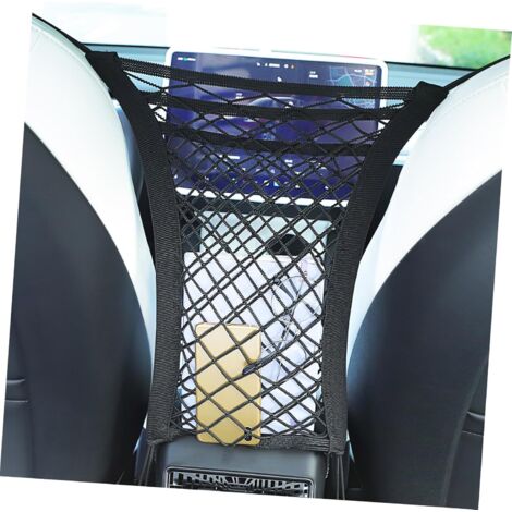 Filet de Rangement Voiture Double Organiseur Siège Entre Sièges Barrière