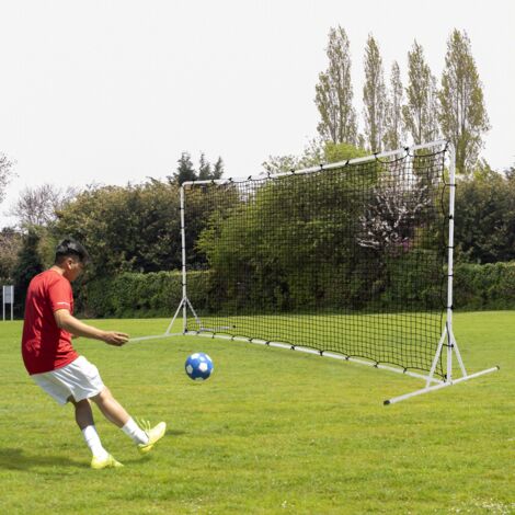 Filet de Rebond de Football 372,5x182,5cm Equipement de Football Filet Toutes Saisons Sac de Transport 6 Piquets de Sol Blanc CW8077 DESIGN IN