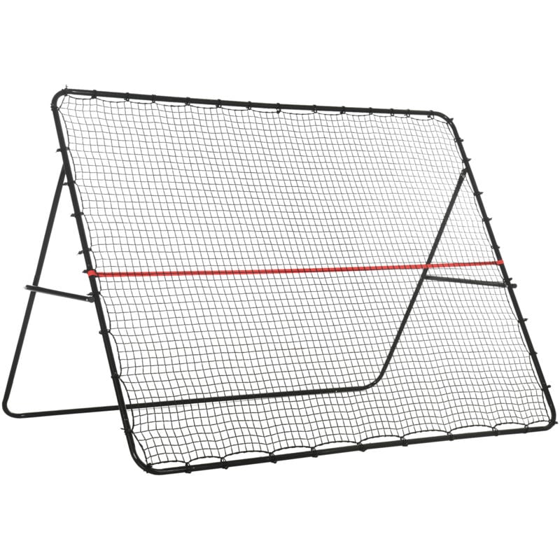Sportnow - Filet de rebond de football - rebondisseur de football angle réglable - dim. 280L x 185H cm - rouge noir