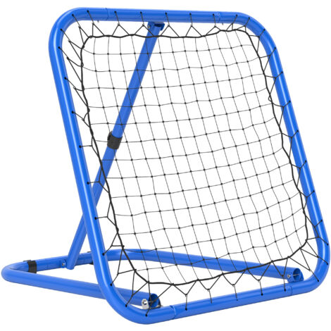 Filet de rebond pour football, pliable, mur de rebond, réglable en 5 positions, en métal, 78 x 84 x 65-78 cm, bleu