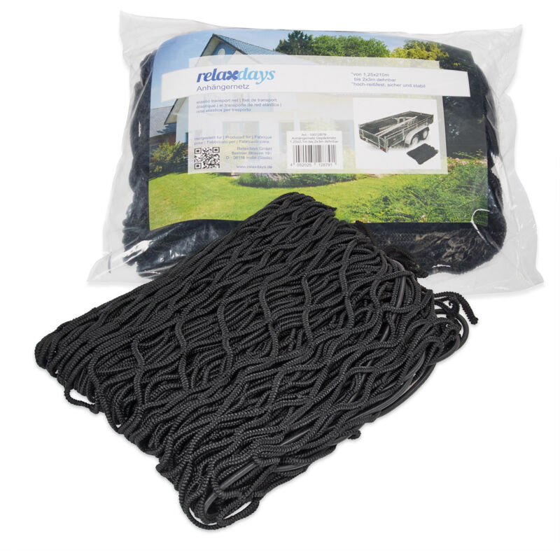 Filet de remorque, lot de 4, protection chargement extensible jusqu'à 3 x 2 m, noir