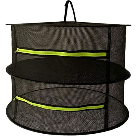 Filet de séchage Avec fermeture éclair 2 couches Pliable 61 cm x 61 cm x 38 cm Noir Pour le séchage des légumes, de la viande, des herbes, du poisson, etc.