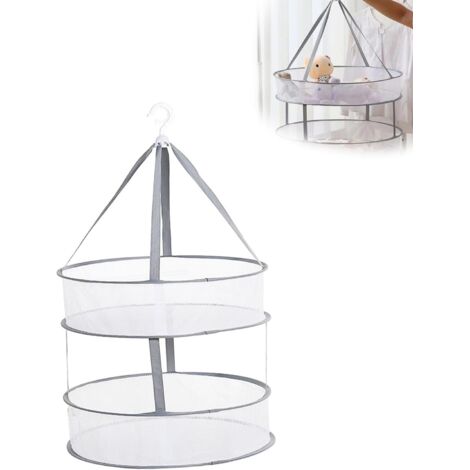Filet de Séchage Linge, Rotation à 360° Filet de Séchage Suspendu, Suspension Filet de Sechage, Double Couche Filet de Séchage Pliable, pour Sécher Vêtements, Fleurs et éPices 80x48cm