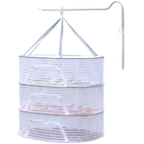Filet de séchage multifonctionnel coupe-vent avec fermeture éclair pour poissons et fruits, idéal pour balcon - 50 x 70 cm - Trois couches
