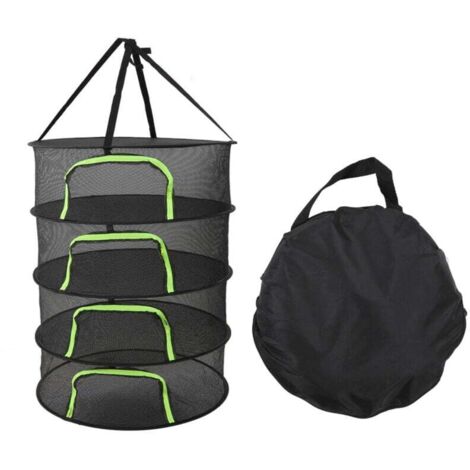 Filet de séchage pliable pour plantes, fermeture zip, diamètre 60 cm, avec sac