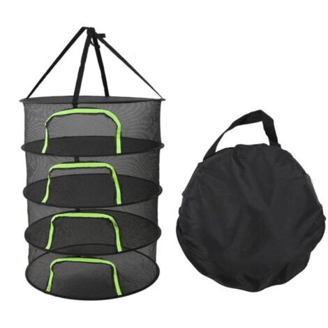 Filet de séchage pliable pour plantes, fermeture zip, diamètre 60 cm, avec sac